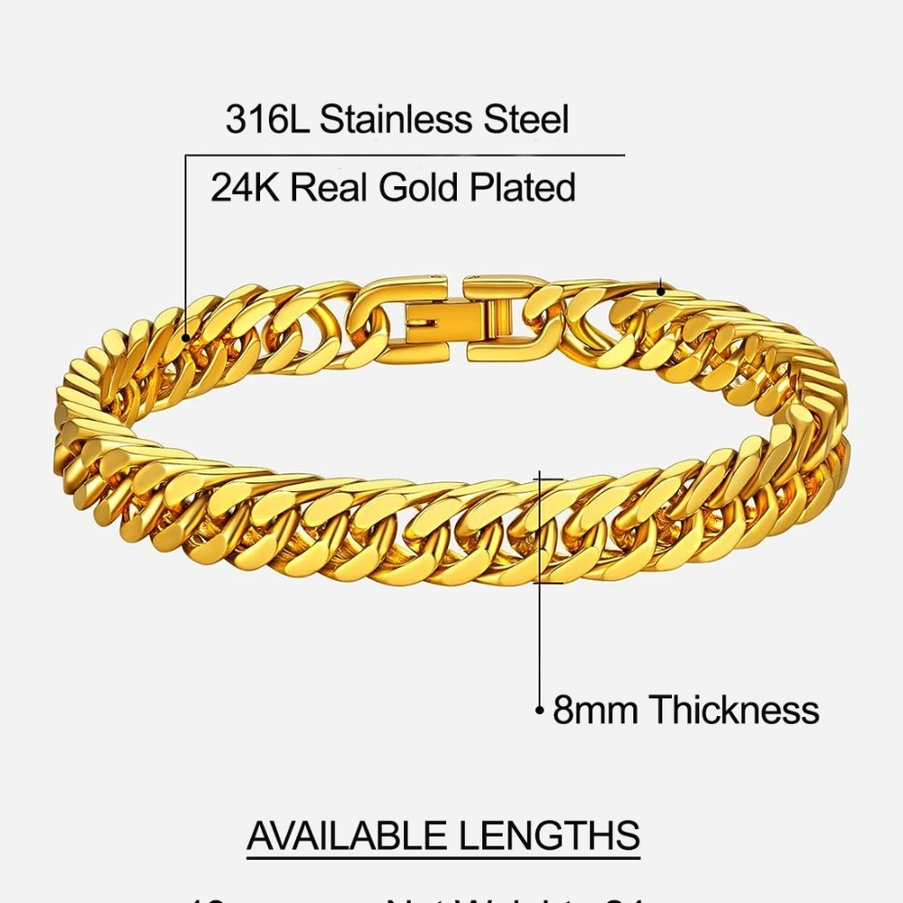 Glamon 24K high quality Gold Plated bracelet for mens and women
